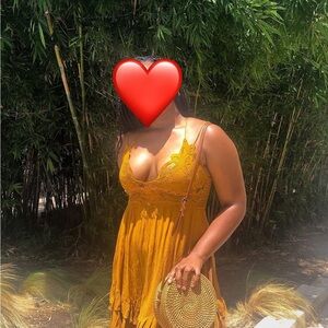 Free People Adella Yellow Lace Dress